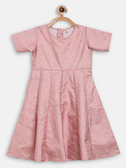 Pink Poly Silk Anarkali Girl's Kurta