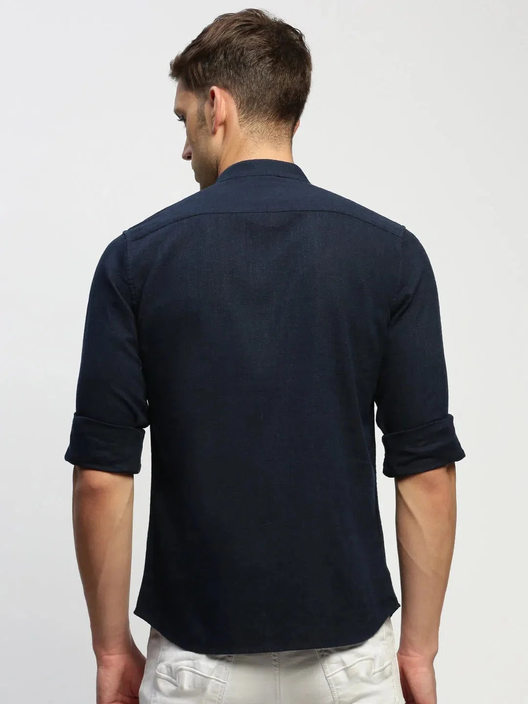 Navy Blue Mens Shirt - Solid Cotton Shirt | DesiQlo