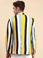 Men Multi Striped Party Blazer-SOBLZ-79-3-Multi