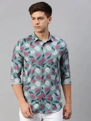 Men Green Printed Casual Shirt-EECOPRINT-2054-Seagreen