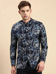 Men Navy Printed Party Blazer-SOBLZ-79-20-Navyblue