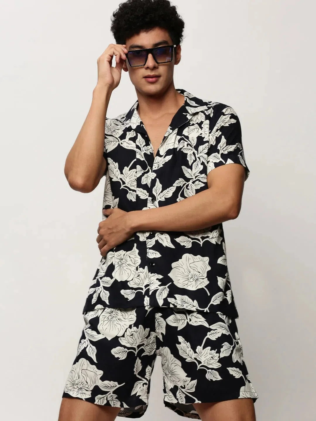 Navy Printed Co ord Sets Men - Casual Two Piece Sets