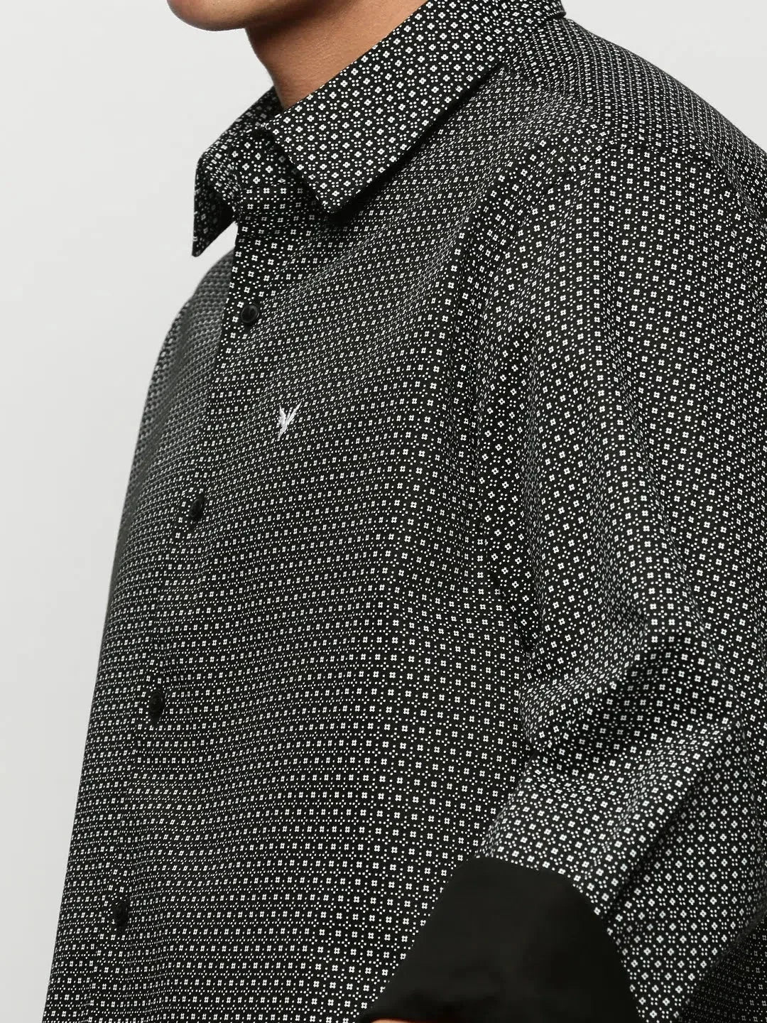 Black Printed Mens Shirt | Casual Cotton Shirt by DesiQlo