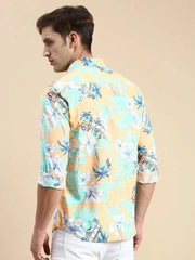 Men Orange Printed Casual Shirt-JORDANPRINT-4893-Orange