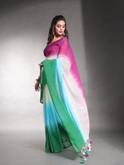 Baby Pink Pure Cotton Soft Saree With Stripes Pattern-MA54CT33580105