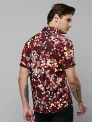 Men Maroon Printed Casual Shirt-AMEOPRINT-5264-Maroon