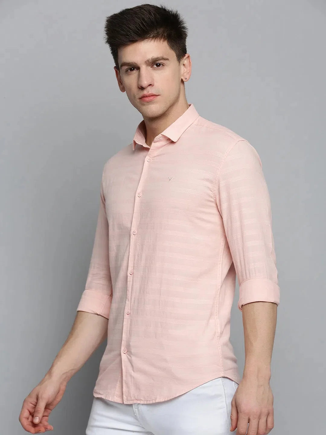 Men's Pink Cotton Shirt - Solid Casual Shirt | DesiQlo