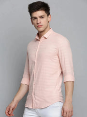 Men Pink Solid Casual Shirt-DEERASTRIPES-2077-Pink