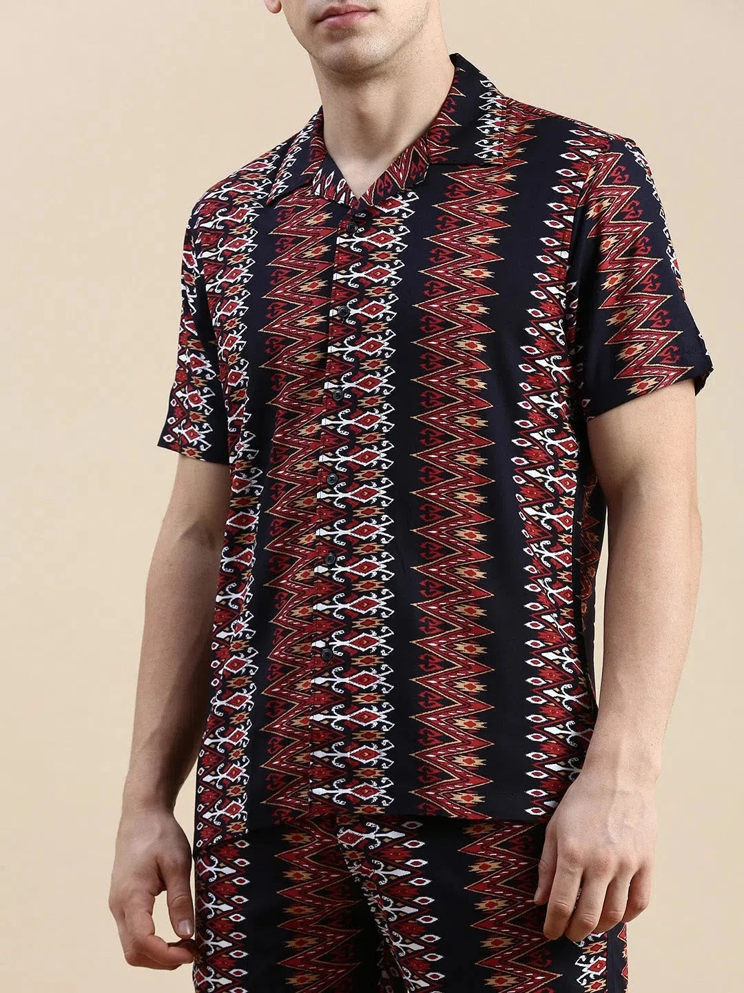 Black Printed Casual Co ord Set for Men | Mens Two Piece Sets