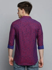 Men Purple Printed Casual Shirt-COLMPRINT-3097-Magenta