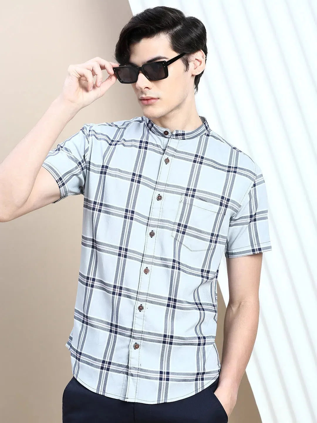 Grey Checked Mens Shirt | DesiQlo Cotton Casual Shirt