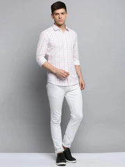 Men White Checked Casual Shirt-PEISKOSCHECKS-3425-White