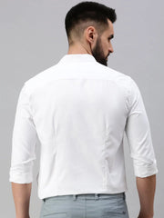 Men White Self Design Casual Shirt-VANISHDOBBYSHIRT-1015-White
