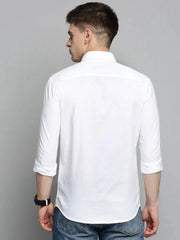 Men White Solid Casual Shirt-POSHMANPLAINS-4398-White