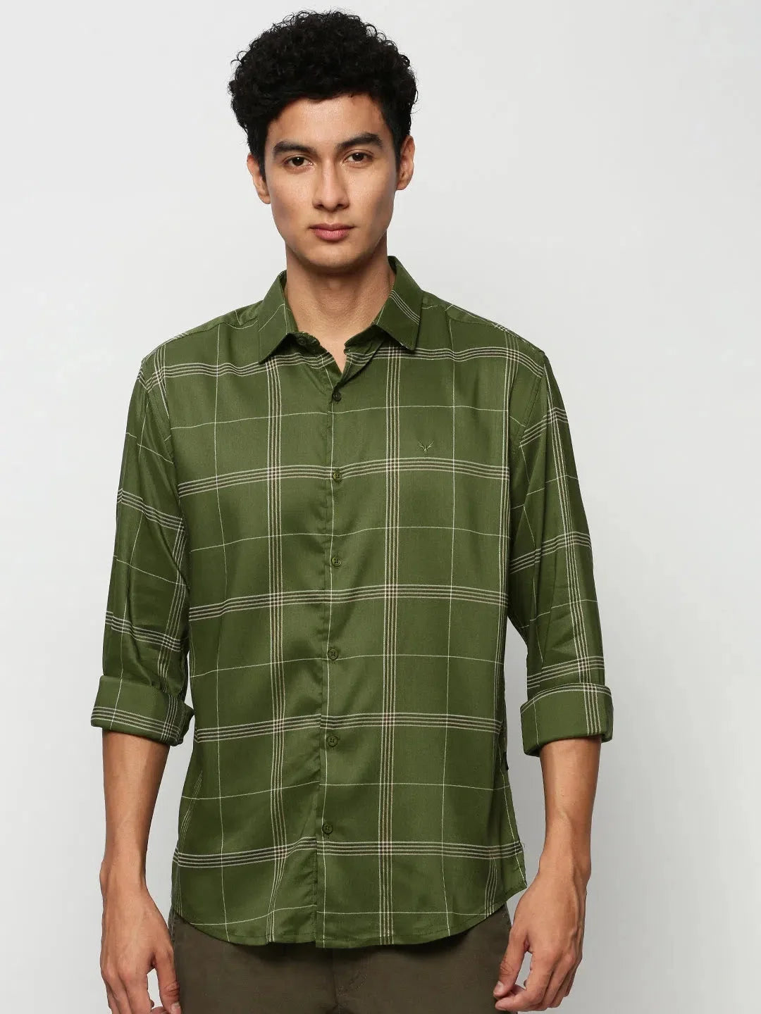 Stylish Green Checked Mens Shirt - Cotton Casual Shirt | DesiQlo