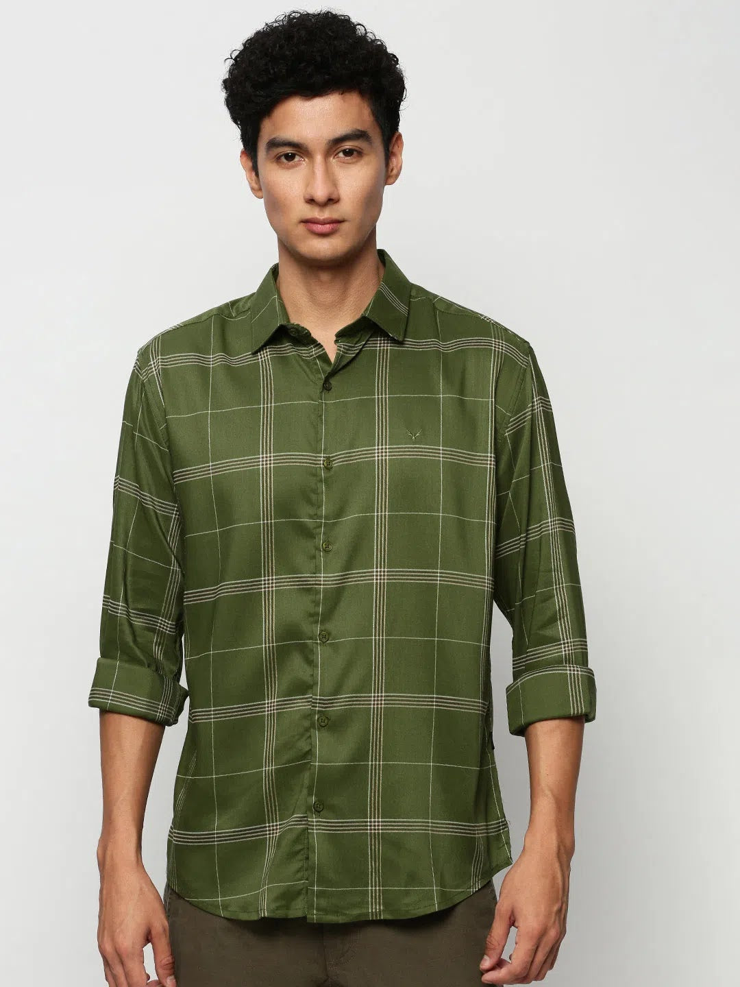 Green Checked Mens Shirt - Cotton Casual Shirt | DesiQlo 