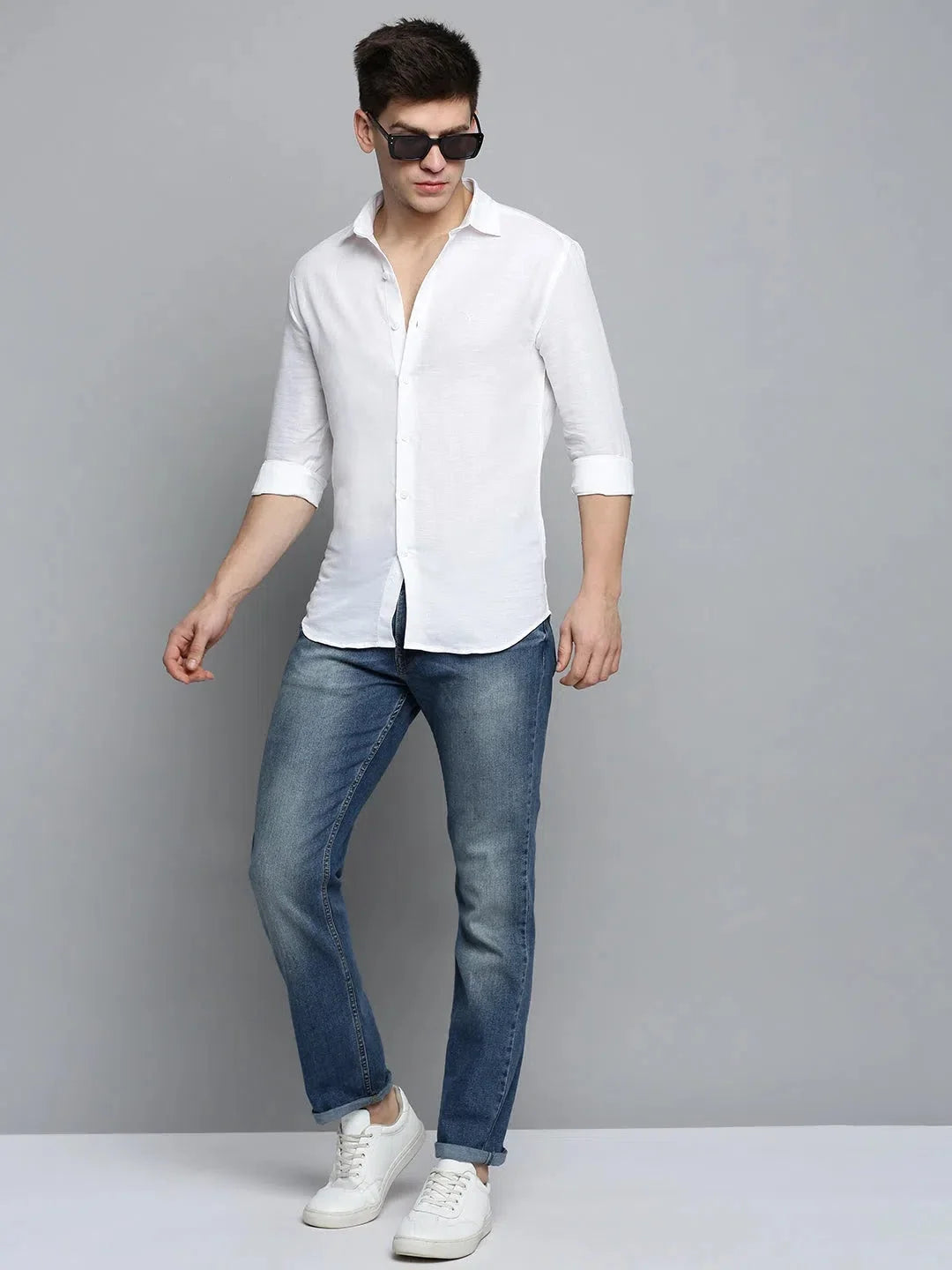 Premium White Cotton Mens Shirt - Solid Casual Shirt | DesiQlo
