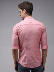 Men Pink Solid Casual Shirt-COLINLINEN-1337-Coral