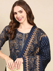 Women's Navy Blue Printed Kurta SetKC-944-Navyblue