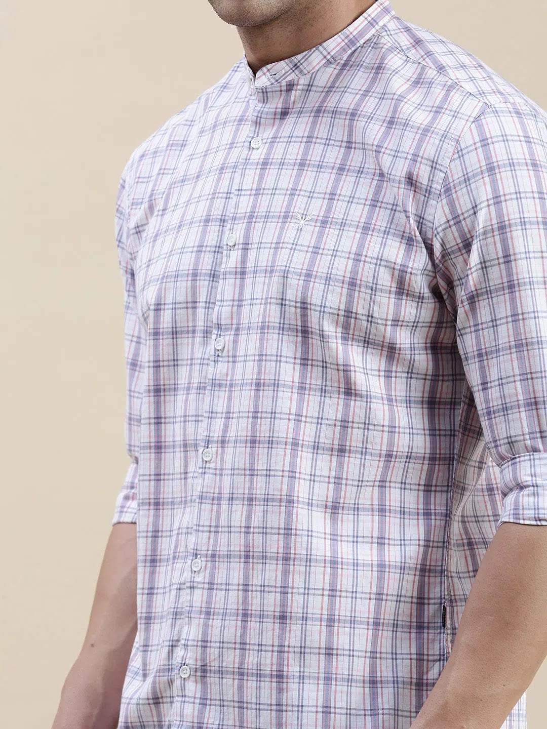 White Checked Cotton Mens Shirt | DesiQlo Formal Shirts