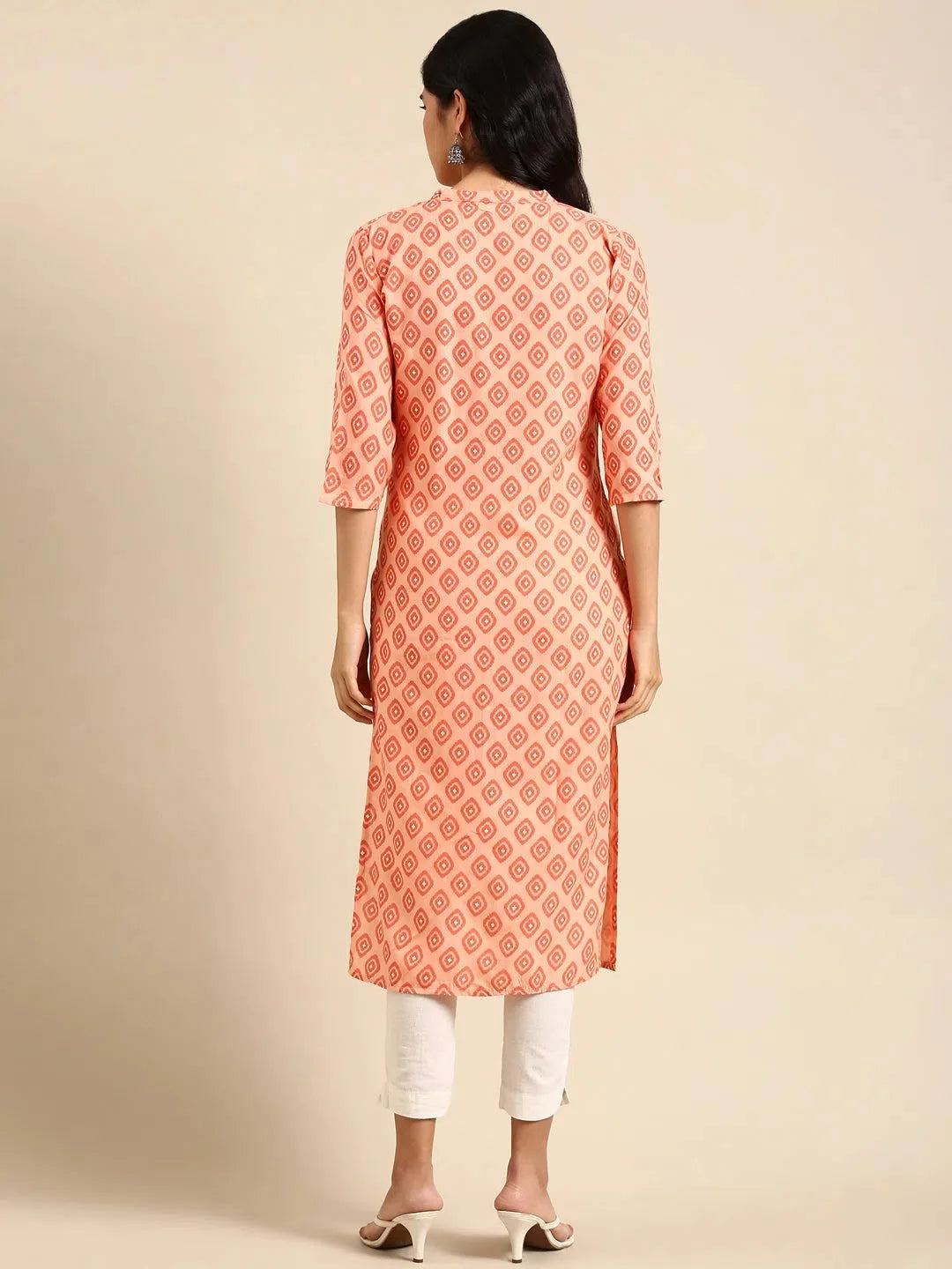 Orange Printed Cotton Kurta | Casual Indian Kurtis for Women