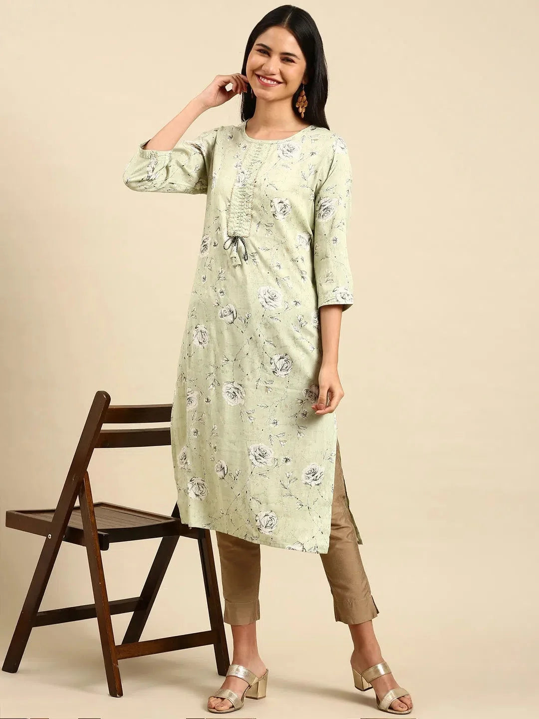 Green Printed Kurta for Ladies | Stylish Indian Kurta Online
