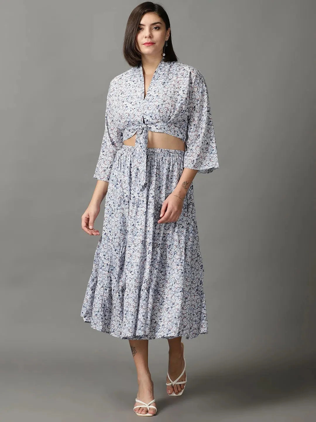 Blue Printed Co Ord Sets for Women | Viscose Two Piece Sets