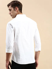 Men White Solid Casual Shirt-PARXPLAINDOBBY-3148-White