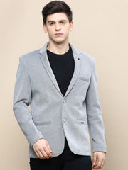 Men Grey Solid Casual Blazers-AR-41-Grey