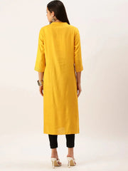 Women's Yellow Solid Straight Kurta-UB-2040-Mustard