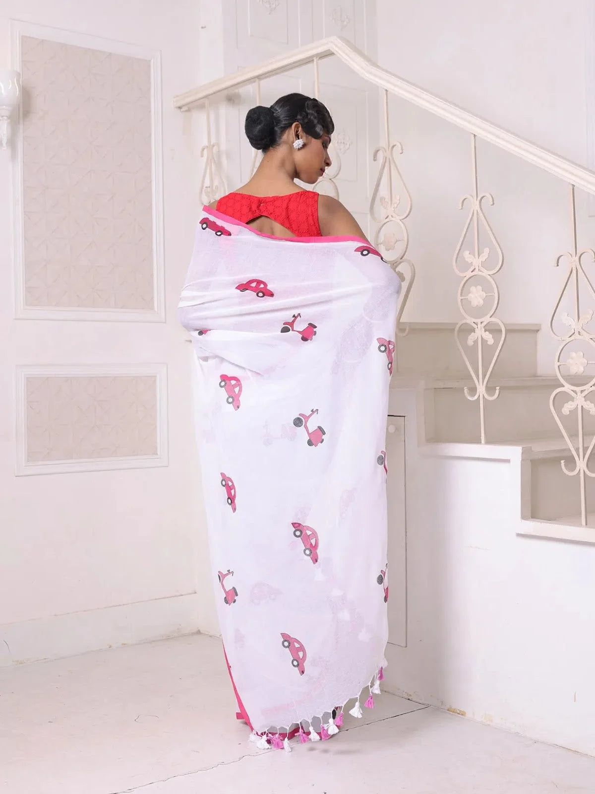 White Bengali Cotton Saree - Indian Sari Comfort & Style