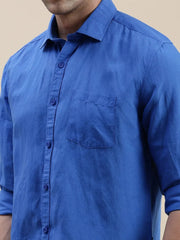 Men Blue Solid Casual Shirt-SWALLOW-1763-Blue