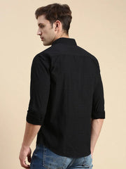 Men Black Checked Casual Shirt-RANGEPRINT-4916-Black