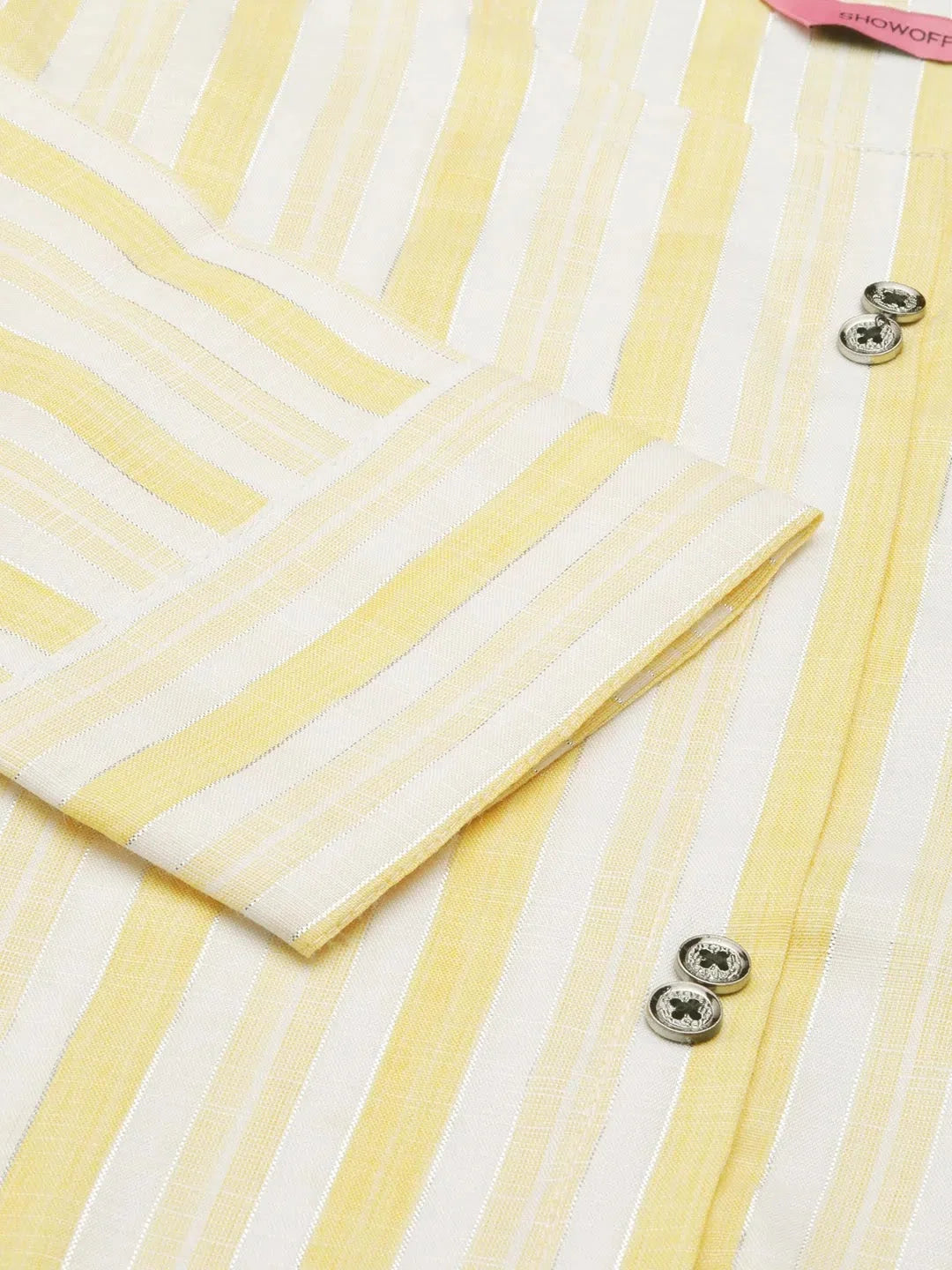 Yellow Striped Cotton Kurta | Women's Casual Indian Kurtis