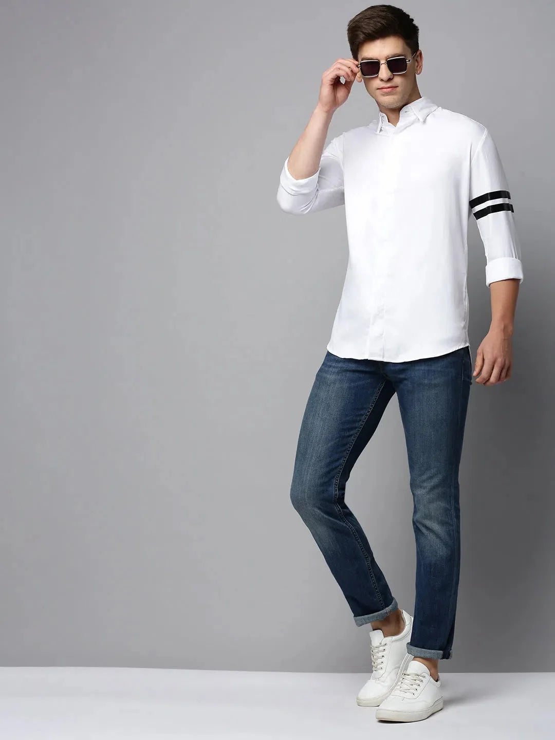 Trendy White Cotton Mens Shirt - Solid Casual Shirt | DesiQlo