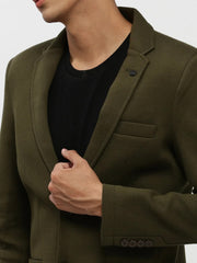 Men Green Solid Blazer-AR-57-Olive