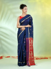 Red Cotton Saree With Zari Borders-MA64BCT401190052