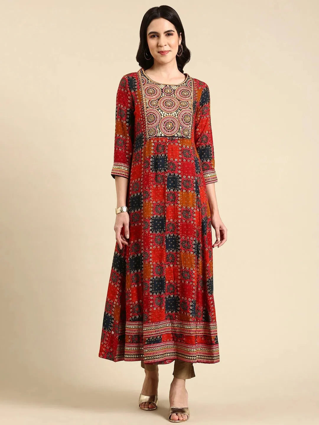 Multi Printed Anarkali Kurti for Women - Stylish Anarkali Dress