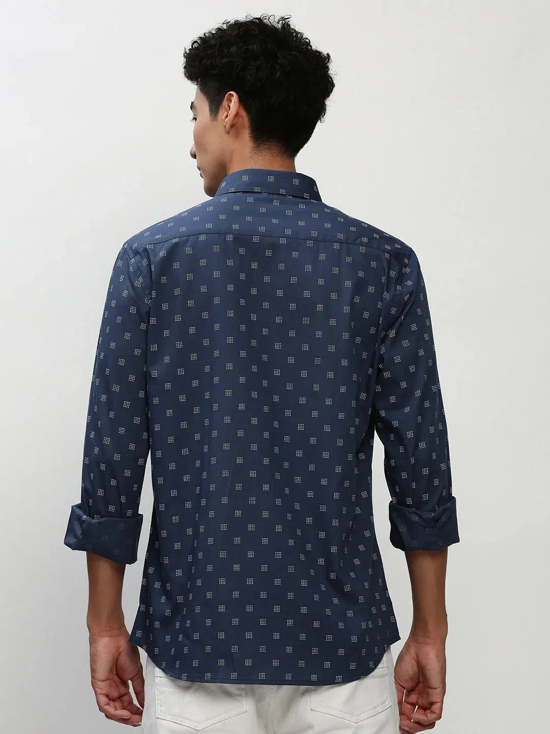 Stylish Navy Printed Mens Shirt - Casual Cotton Shirt | DesiQlo