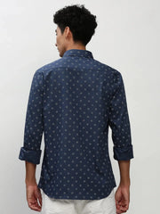 Men Navy Printed Casual Casual Shirts-YAYIN-1580-Navyblue