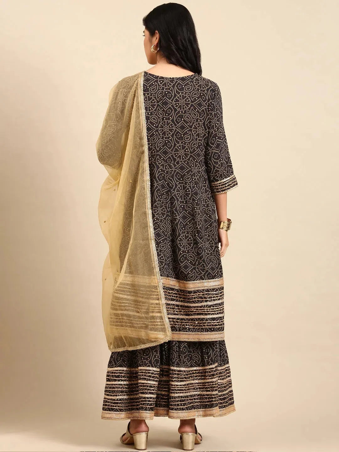 Black Bandhini Print Kurta Set | Women's Cotton Kurtas