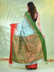 Maroon Cotton Saree With Temple Borders-MA66CT43830051