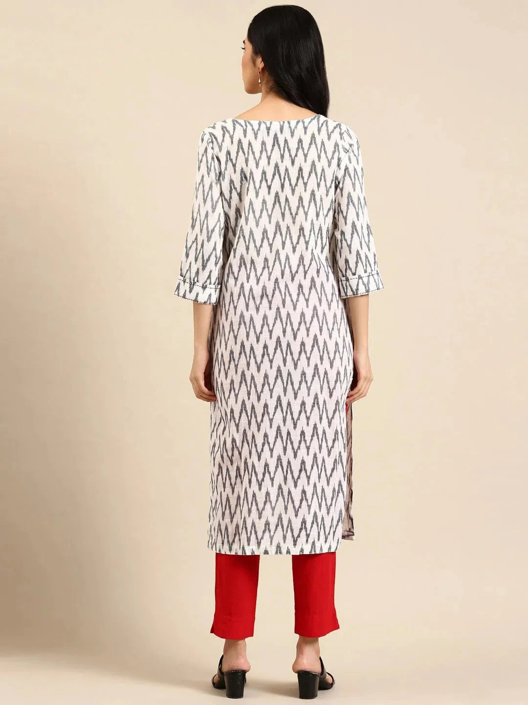 White Printed A-Line Kurta - Women's Indian Kurtis, DesiQlo