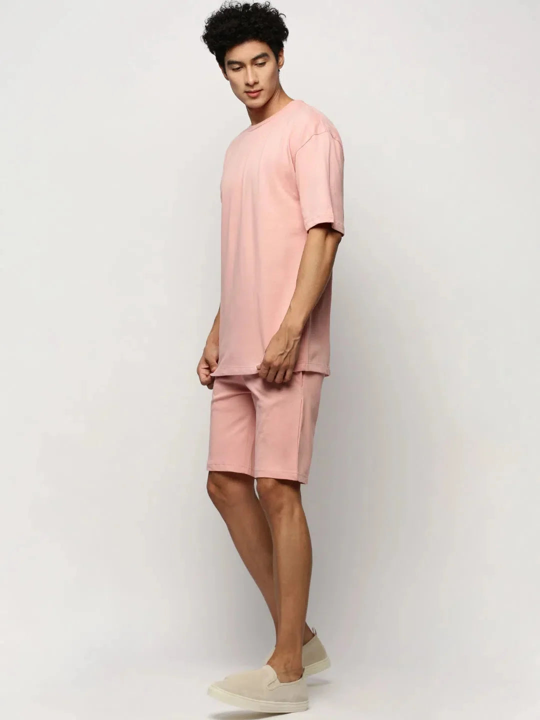 Men's Peach Casual Co ord Sets - Solid Two Piece Sets