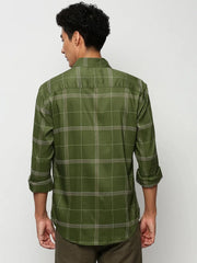 Men Green Checked Casual Casual Shirts-TRUJETTWILL-5482-Green