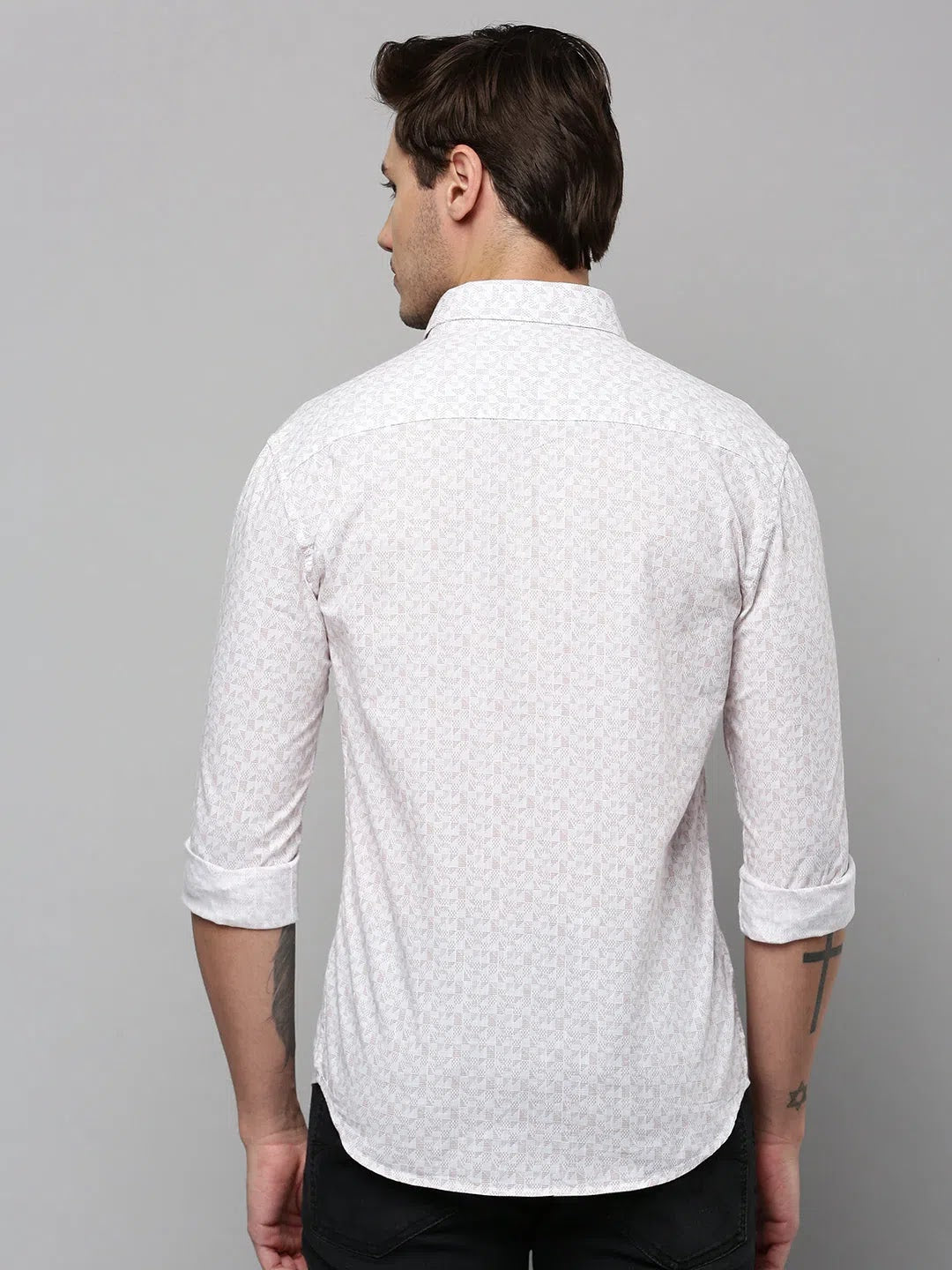 Men's White Printed Cotton Shirt | Stylish Casual Shirt