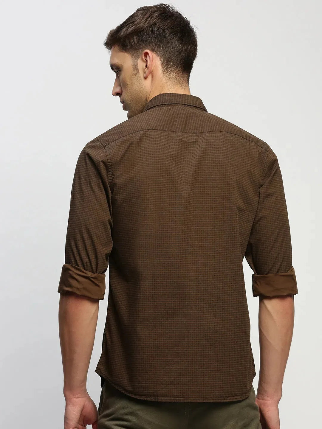 Brown Striped Cotton Mens Shirt | Casual Shirt Online - DesiQlo