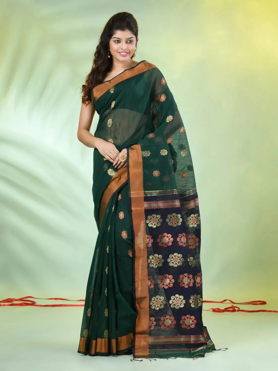 Green Cotton Saree - Designer Sarees India
