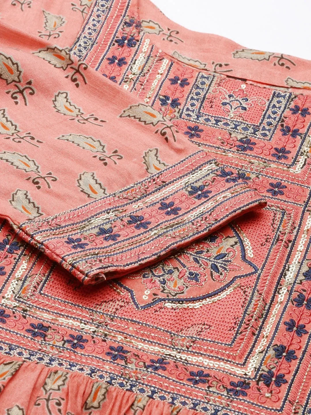 Peach Printed A-Line Kurta | Stylish Indian Kurta Designs