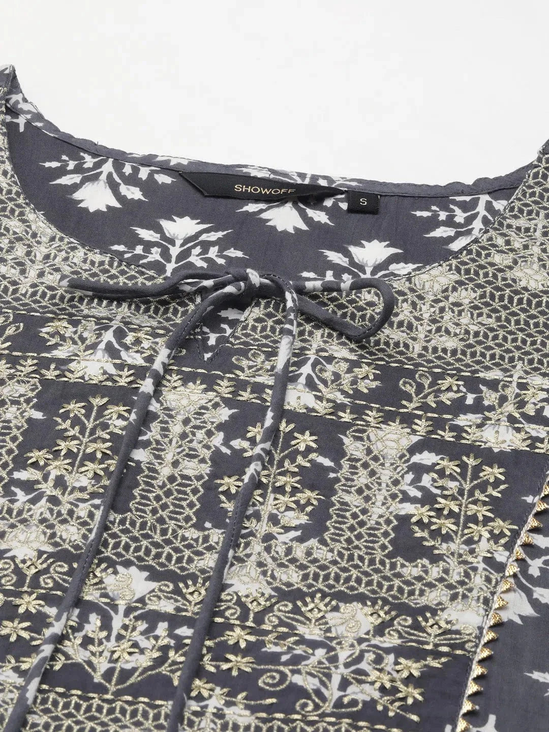 Grey Floral Kurta Set | Women's Cotton Kurta Sets Online